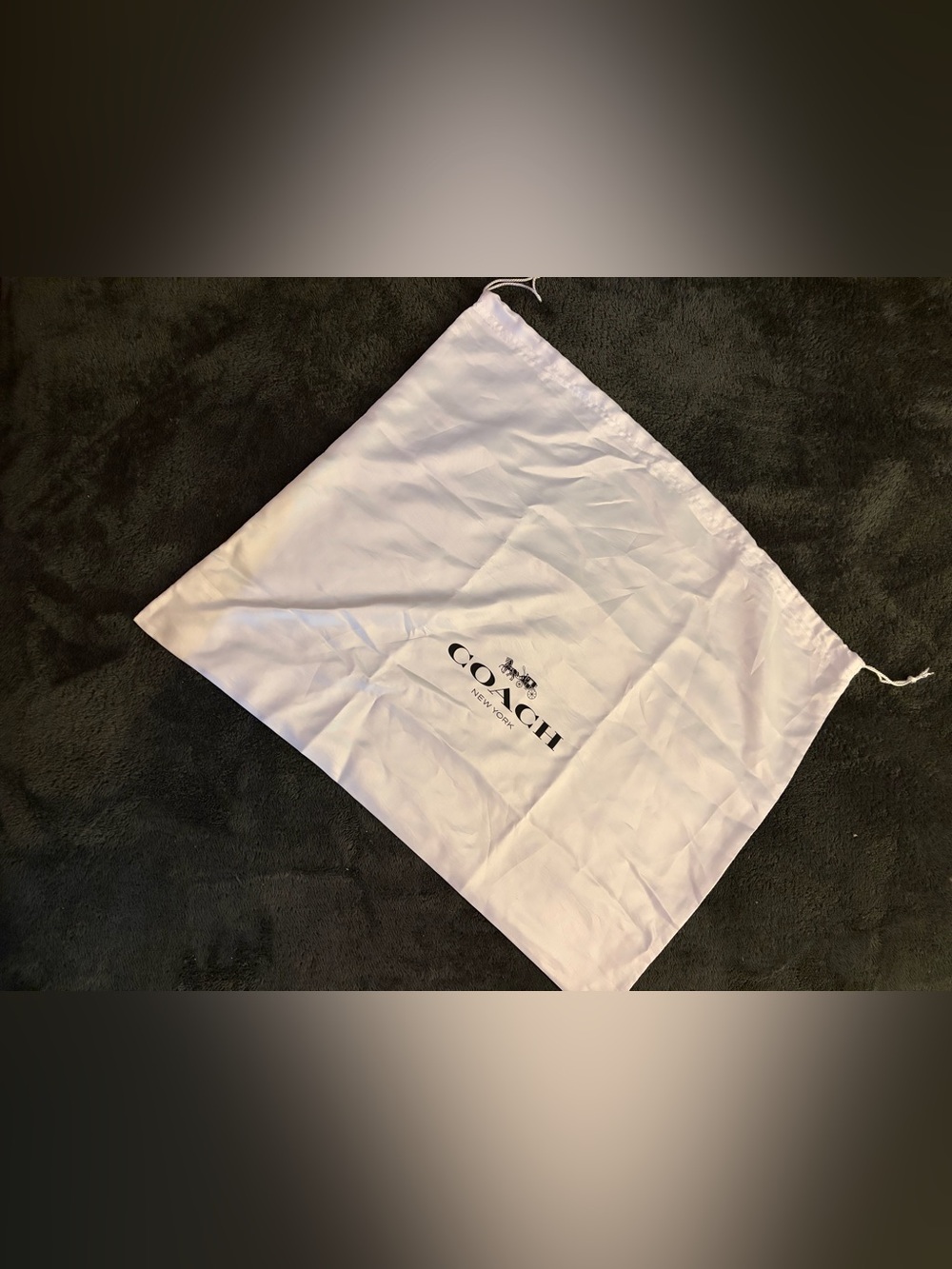 Coach White Dust Bag with Black Logo